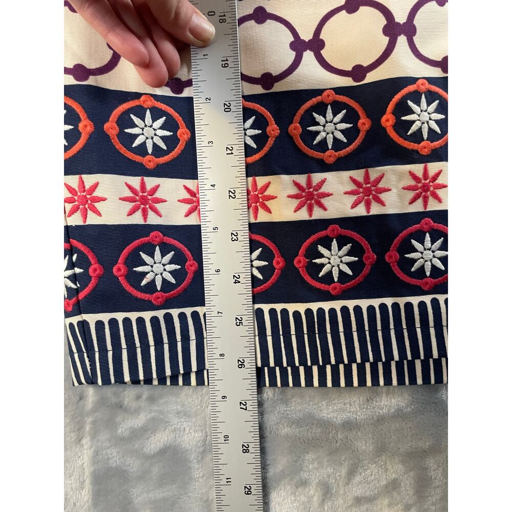 Boden colorful embroidered pencil skirt nautical geometric 4 Tall artsy preppy - Picture 5 of 8